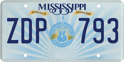 MS license plate ZDP793