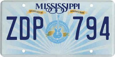 MS license plate ZDP794
