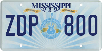 MS license plate ZDP800