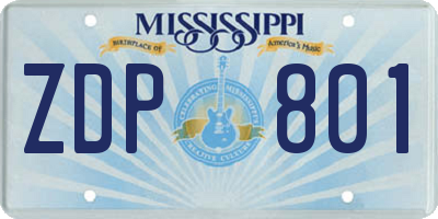 MS license plate ZDP801