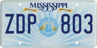 MS license plate ZDP803