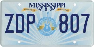 MS license plate ZDP807