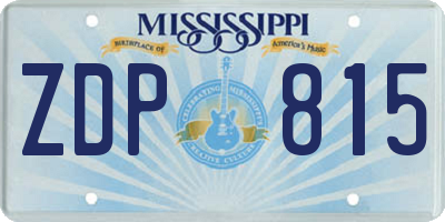 MS license plate ZDP815