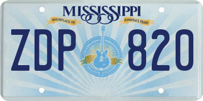MS license plate ZDP820