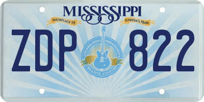MS license plate ZDP822