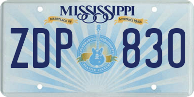 MS license plate ZDP830