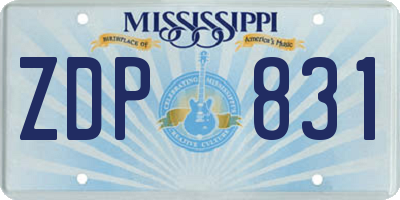 MS license plate ZDP831