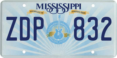 MS license plate ZDP832