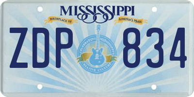 MS license plate ZDP834