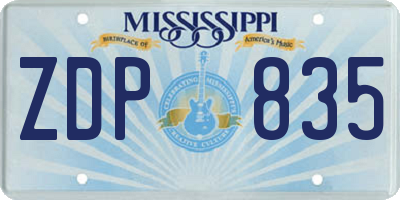 MS license plate ZDP835
