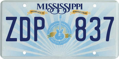 MS license plate ZDP837