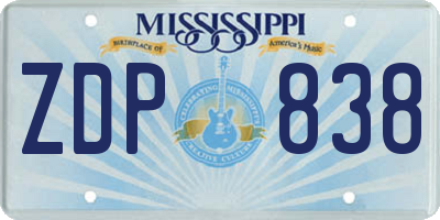 MS license plate ZDP838