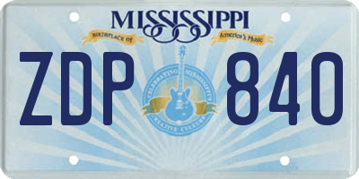 MS license plate ZDP840