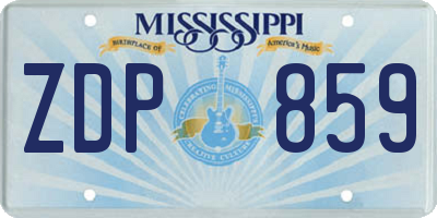 MS license plate ZDP859