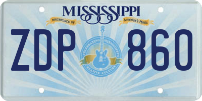 MS license plate ZDP860