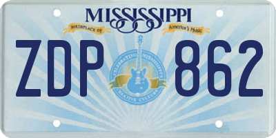 MS license plate ZDP862