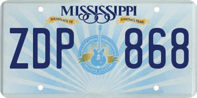 MS license plate ZDP868