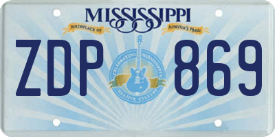 MS license plate ZDP869