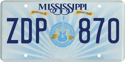 MS license plate ZDP870