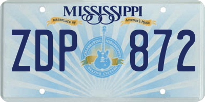 MS license plate ZDP872