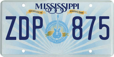 MS license plate ZDP875