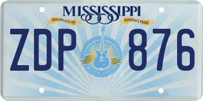 MS license plate ZDP876