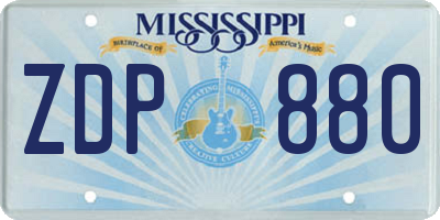 MS license plate ZDP880