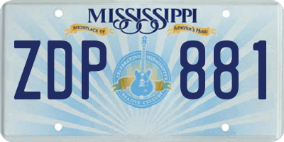MS license plate ZDP881