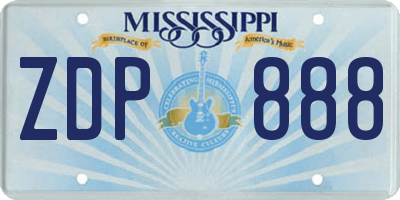 MS license plate ZDP888