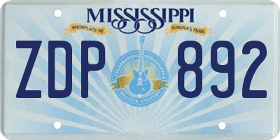 MS license plate ZDP892