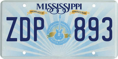 MS license plate ZDP893