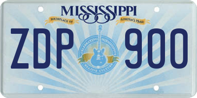 MS license plate ZDP900