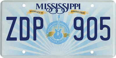 MS license plate ZDP905