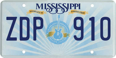 MS license plate ZDP910