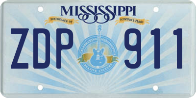 MS license plate ZDP911