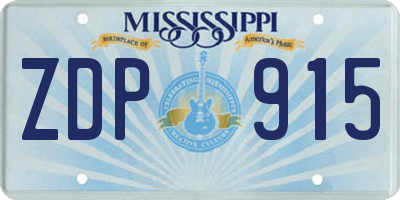 MS license plate ZDP915