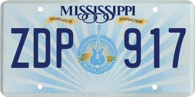 MS license plate ZDP917