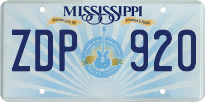 MS license plate ZDP920