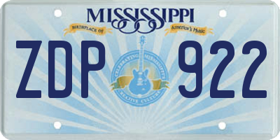 MS license plate ZDP922