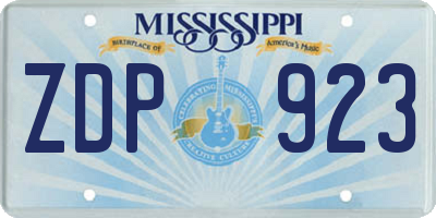 MS license plate ZDP923
