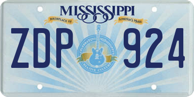 MS license plate ZDP924