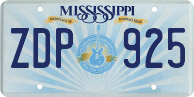 MS license plate ZDP925