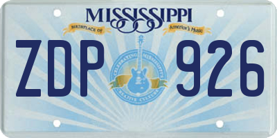 MS license plate ZDP926