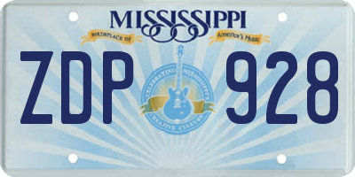 MS license plate ZDP928