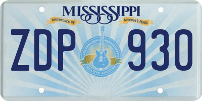 MS license plate ZDP930