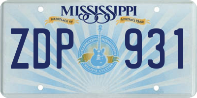 MS license plate ZDP931
