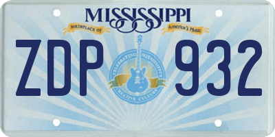 MS license plate ZDP932