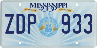 MS license plate ZDP933