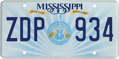 MS license plate ZDP934