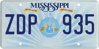 MS license plate ZDP935
